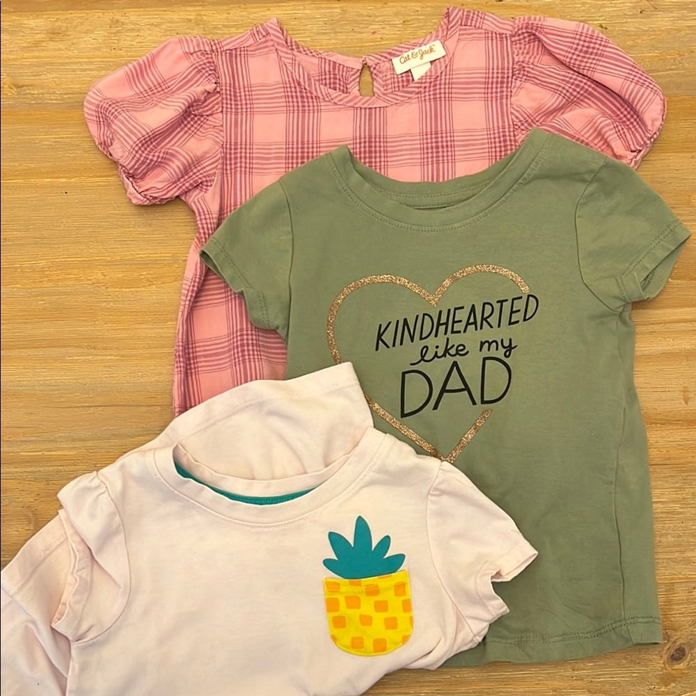 Girls' Pink and Green Graphic T-Shirts Set